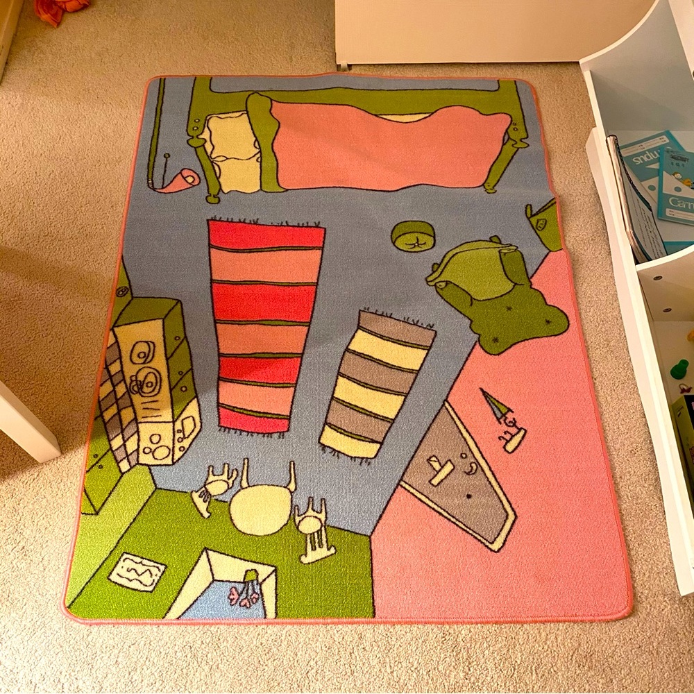 Carpet rug floor playmat Cartoon mat pink grey
39x52" ikea